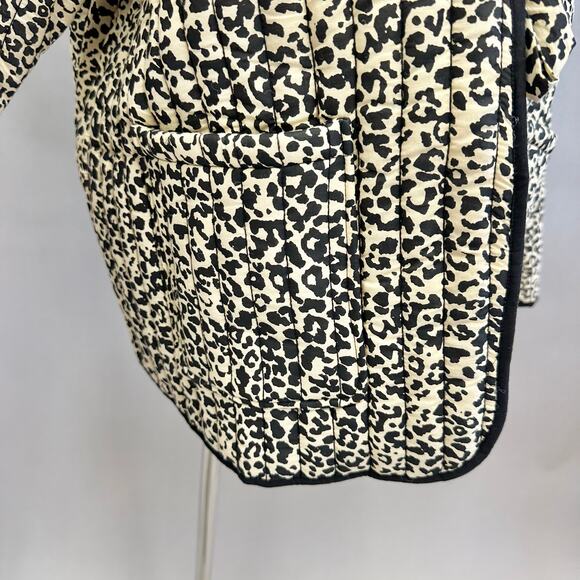 ASOS DESIGN cotton quilted leopard print bowtie tie front jacket Size Large Boxy - Picture 9 of 16